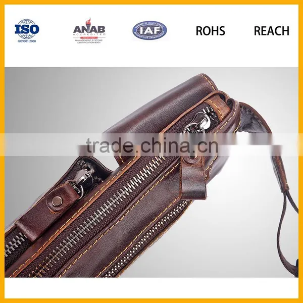 Golden Supplier Promotional Elegant PU Brown Multilayer Waist Bag for Men and Women photo-5
