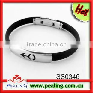 Popular Men Style Latest Style Stainless Steel Fitness Sports Silicone Bracelet
