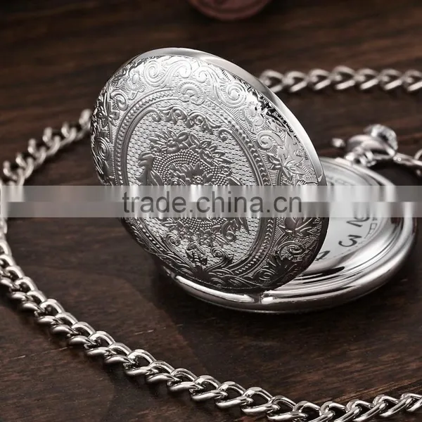 Cool Eden Pattern Necklace Pendant Chain Fob Quartz Pocket Watch photo-4