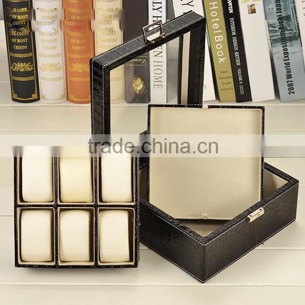 Chinese Factories Wholesale Custom PU 6 Watches Boxes, Leather Fashion Beautiful Gift Box photo-3