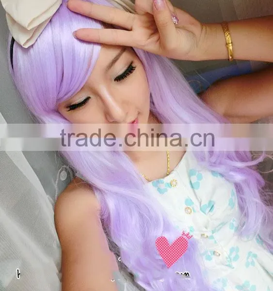 Fashion Sexy Style Light Purple Cosplay Party Hair Charming Women's Girls Hair Colorfull Long Wavy Wigs photo-3