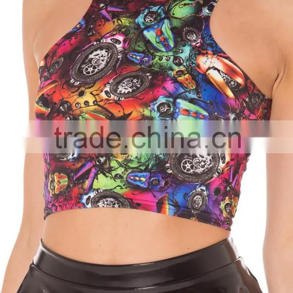 2015 New Summer Style Womens Crop Tops Palm Tree and Pineapple Blusa Sexy Tank Top Cropped photo-5