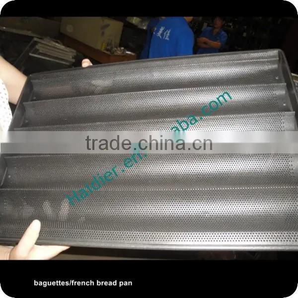 Aluminum Alloy 5 Grooves 400*600 Perforated Teflon Coated Baguette Tray/ French Bread Baking Tray photo-2