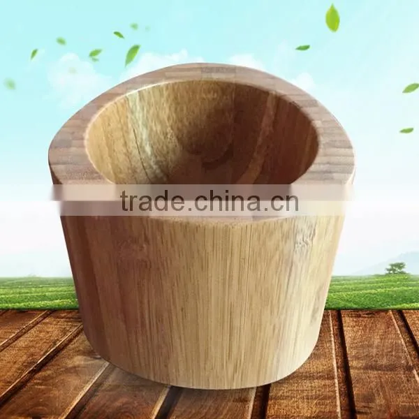 Natural Bamboo Wooden Food Processing Grinding Tank Hammer, Bamboo Wooden Garlic Bowl Easy To Use photo-3