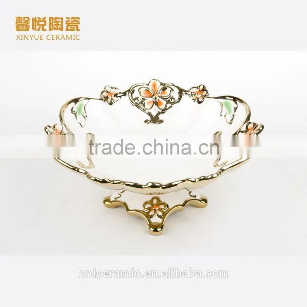 Hot Sale Restaurant Ceramic Plates/ Bulk Ceramic Fruit Plate Electroplated photo-2