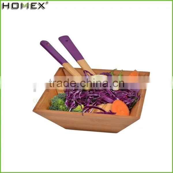 Bamboo Salad Bowl Set With Servers,cheap Organic Square Bamboo Wooden Salad Bowl/Homex_Factory photo-2