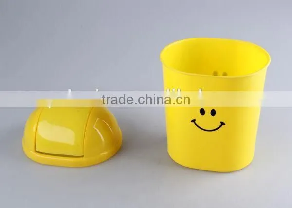 Printed Smiling Face Plastic Trash Can Household Garbage Can/Desktop Bin photo-3
