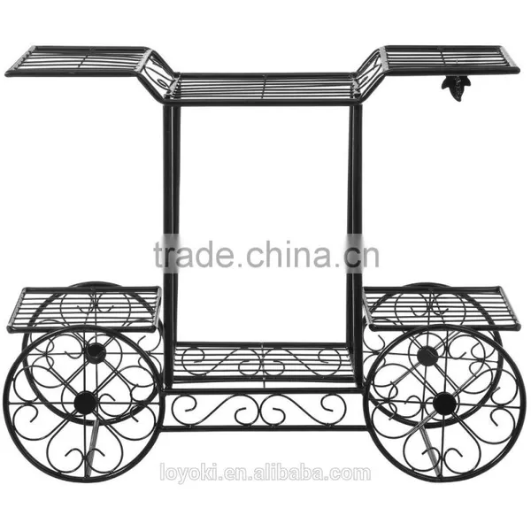 Elegant European Style Cart Design 6 Tier Wrought Metal Planter / Flower Pot Holder Display Rack Stand Garden Decor photo-3
