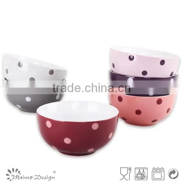Solid Glaze Ceramics Cereal Bowl With Dot photo-2