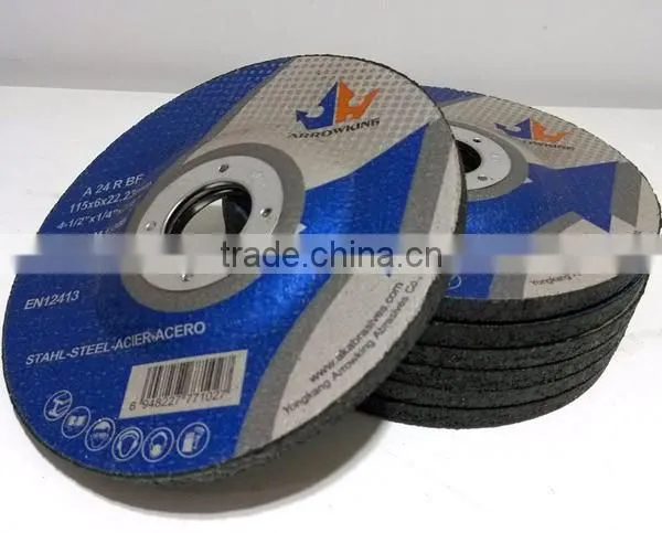 4.5" (115x6x22.2mm) Depressed Center Resin Bonded Reinforced Grinding Wheel For Metal photo-5