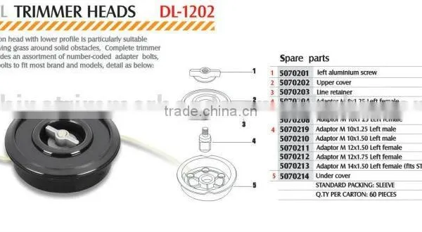 Gas Line Trimmers Manula Grass Trimmer Head DL-1202 photo-2
