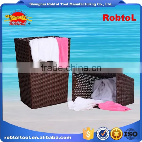 Clothing Laundry Basket Woven Washing Cloths Storage Hamper Rattan Plastic Polyethylene Bin Tidy photo-4