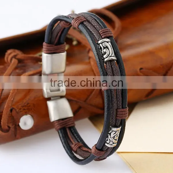 Handmade Accessories Cow Leather Unisex Fashion Braid Bracelet photo-3