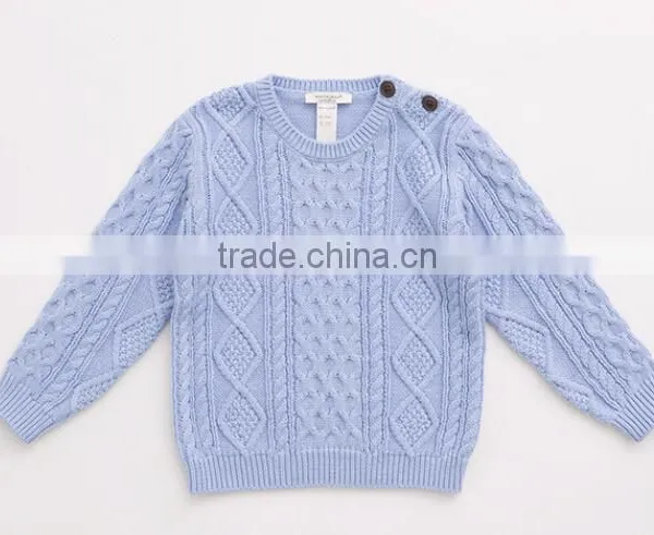 New Design Crew Neck Buttoned Children Cable Knit Sweater photo-2