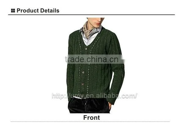 Cable Knit Handmade Wool Man Cardigan Sweater photo-2
