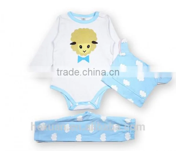 Anti-shrink Promotion Peruvian Animal Printed Wholesale Price Baby Boy Baby Long-sleeve Romper Set photo-3