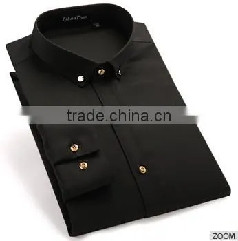New Style Metal Button Shirt Latest Design for Men 2016 Organic Cotton Leisure Shirt photo-3