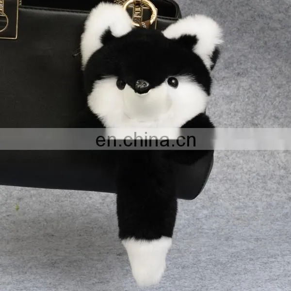 Fox Shaped Rex Rabbit Fur Keychain photo-3