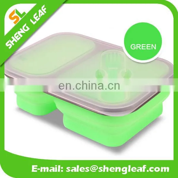 Bento Box With 2 Compartment Silicone Lunch Food Serving Box photo-3