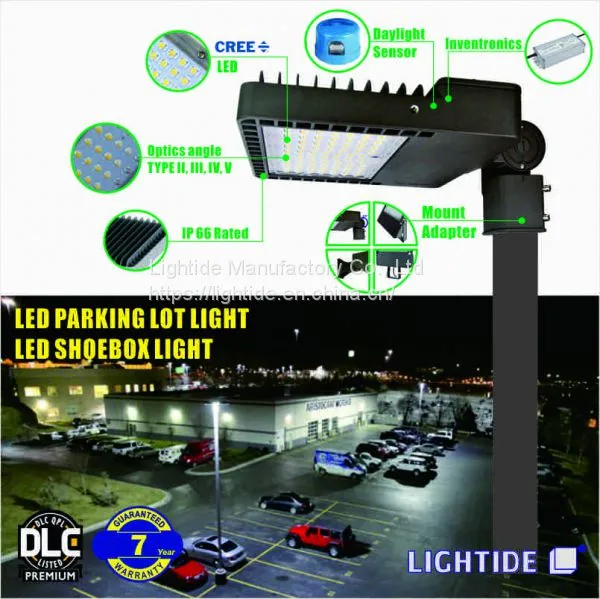 DLC Premium Parking Lot Lights LED Fixture, CREE LED 250W, 100-277vac, 7 Yrs Warranty photo-2