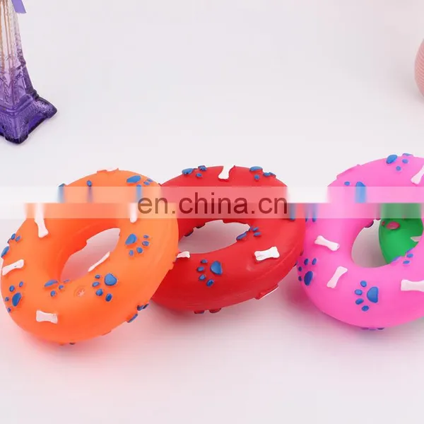 Pet Puppy Vinyl Donut Bone Chew Squeak Toy For Dogs photo-5