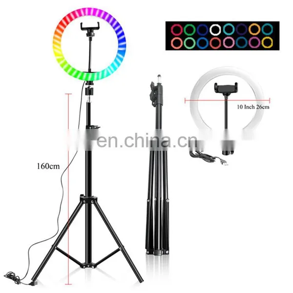 10 Inch 32 Color RGB Ring Light With Tripod Stand Colorful Photography Selfie Light for TikTok Video Live photo-2