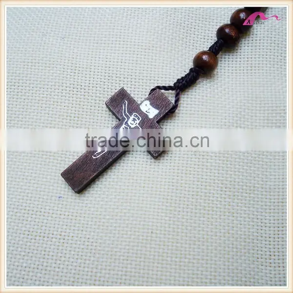 Lasted Imitation Long Wood Jesus Beaded Necklace Jewelry photo-3