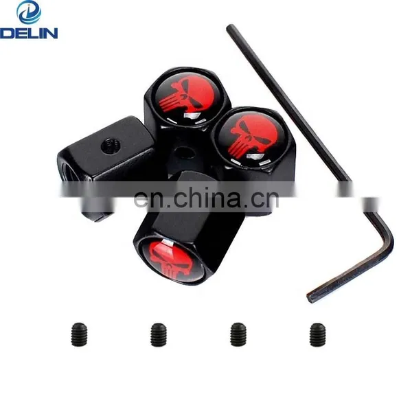 Metal Set Of 4 Pcs Custom Logo Black Anti Theft Locking Tire Valve Cap With Key photo-2