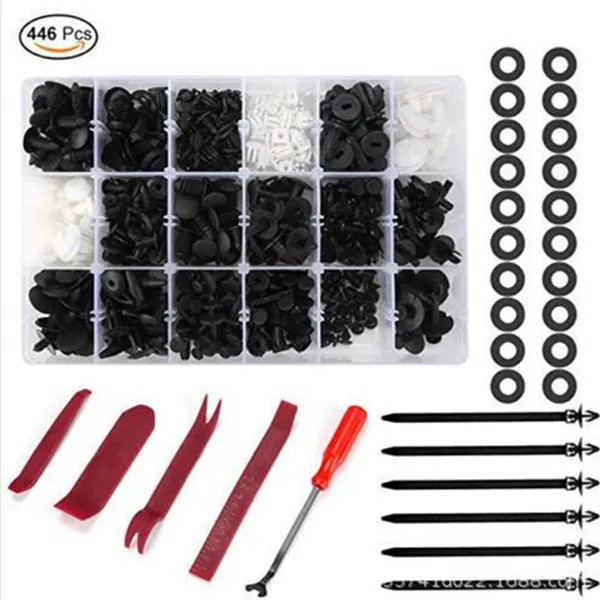 435Pc Boxed Mixed Auto Fastener Plastic Rivet Black and White Color photo-2