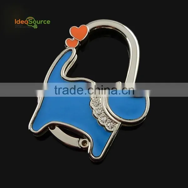 Cute Epoxy Cat Animal Shape Folding Bag Purse Hook, Foldable Bag Holder For Tables With Crystal Wholesale photo-4