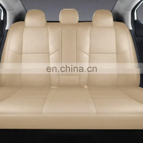 2022 New Design China Manufacturer Vehicle Chair Cover Beige Deluxe True Genuine Leather Full Coverage Car Seat Cover photo-3