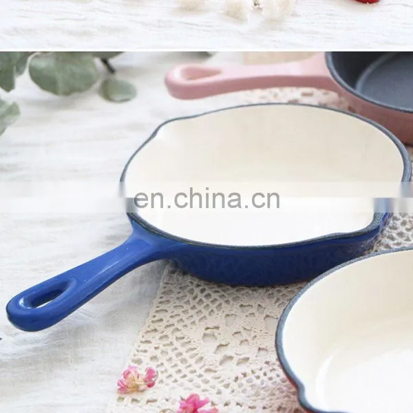 Factory Direct Cast Iron Enamel Pan Thickened Small Pan Uncoated Non-stick Frying Egg Pan Enamelled photo-5