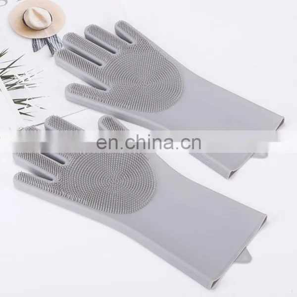 Household Silicone Reusable Easy to Clean Wash The Dishes Magic Dishwashing Cleaning Gloves photo-5