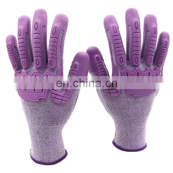 Factory Custom TPE TPR Purple Rubber Anti Impact Cut Resistant Protective Mechanic Work Safety Gloves photo-3