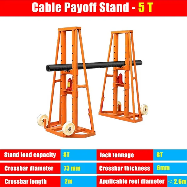 Heavy-Duty Elec-Hyd Cable Pay-Off Rack | 5T Cap, Steel, Global Use