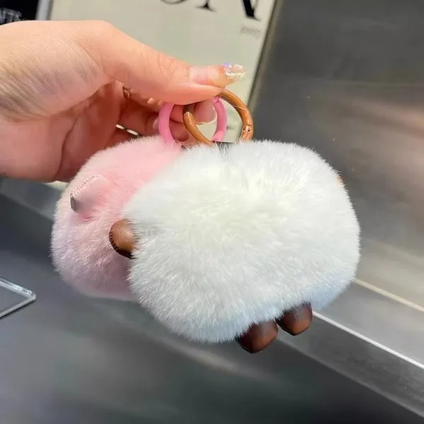 Kawaii Monster Fur Pom Pom Keychain photo-2
