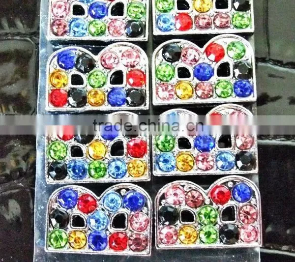 Wholesale Zinc Alloy 10mm Mixed Color Colorful Rhinestones Slide Letters photo-3
