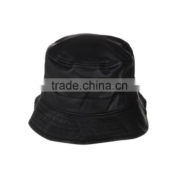 Cheap Fashion Leather Plain Bucket Hat Wholesale photo-5