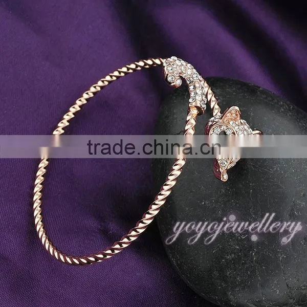 New Launched Rose Gold Cuff Women Fake Crystal Bangles photo-5
