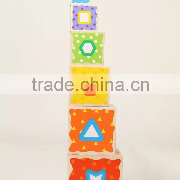Wooden educational toy wood block cube toys