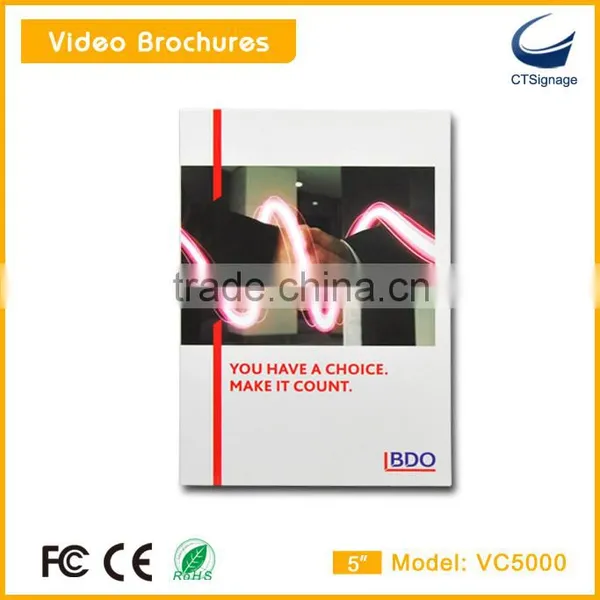 Customized High Quality 5 Inch Lcd Screen Video Book Brochure Greeting Card VC5000 photo-4