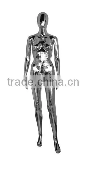 Fashion Standing Glossy Chrom Electroplating Silver Color Model Femal Mannequin Clothing Garment Display photo-3