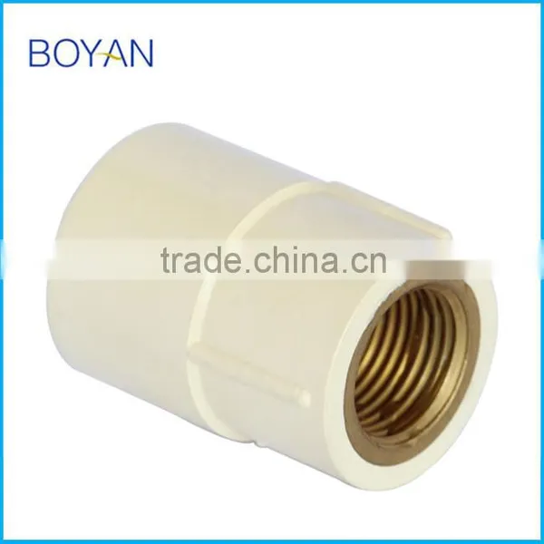 Chinese Supplier Hot Water Copper Thread Plastic Pipe Fitting Cpvc Coupling With Brass Female photo-2