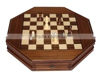 Octagon Wooden Hand Made Chess Set photo-3