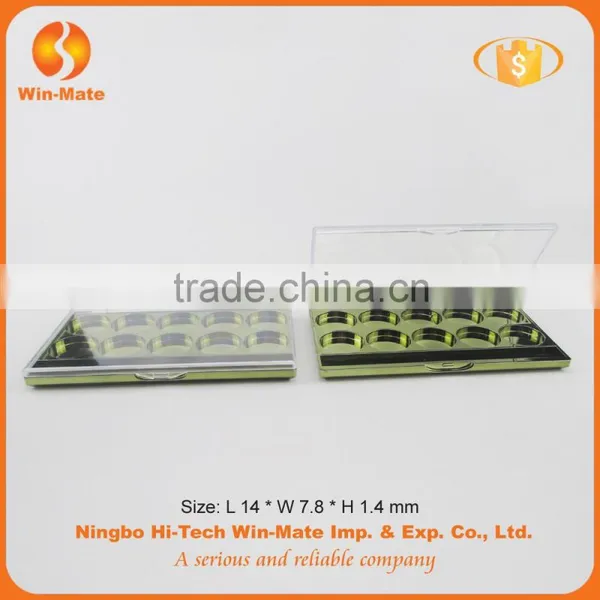 2015 New Arrival Bright Color 10 Hole 14*7.8*1.4CM Rectangle Clear Cap Eyeshadow Palette Packing photo-3