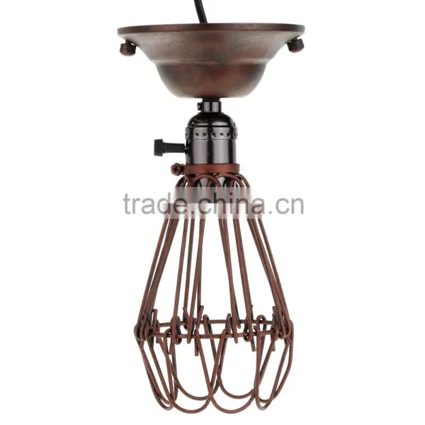 Vintage Retro Pendant Lights LED Lamp Metal Cube Cage Lampshade Lighting Hanging Light Fiture With LED E27 Bulb photo-2