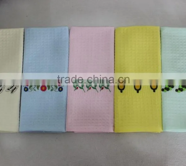 Custom Solid Colorful Waffle Tea Towels 100% Cotton 2016 With Embroidery photo-2
