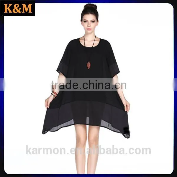 A-line Black Chiffon Dress Plus Size Dress Summer Dress