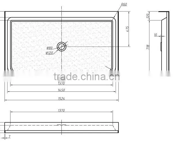 SUNZOOM Single Threshold Shower Base,thin Shower Tray,left and Right Center Drain Shower Base, photo-2