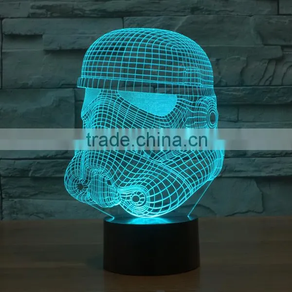 White Knight Shape USB + Battery Operated 3d Acrylic Illusion 7 Color Changing Night Light for Children Led Magnetic Lamp photo-3
